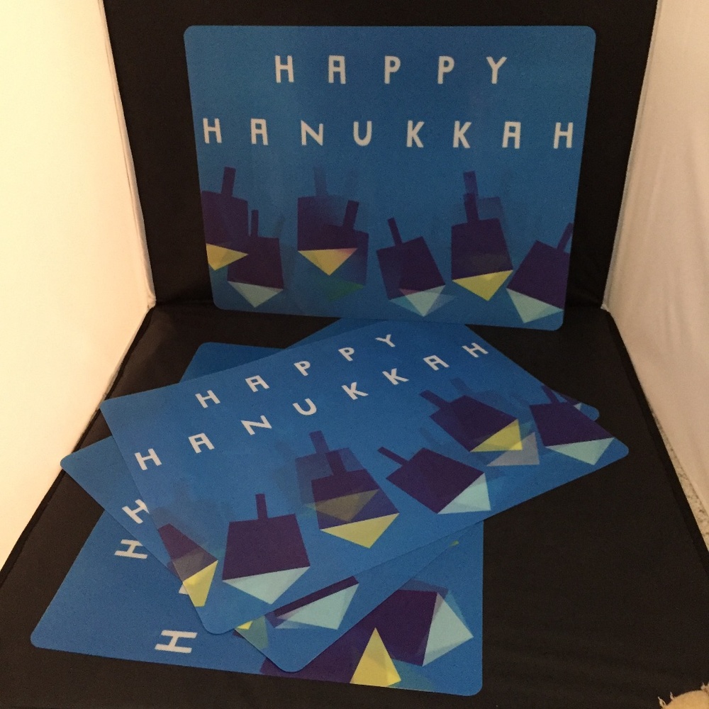 Hanukah Hologram Dreidels Plastic Placemat-4